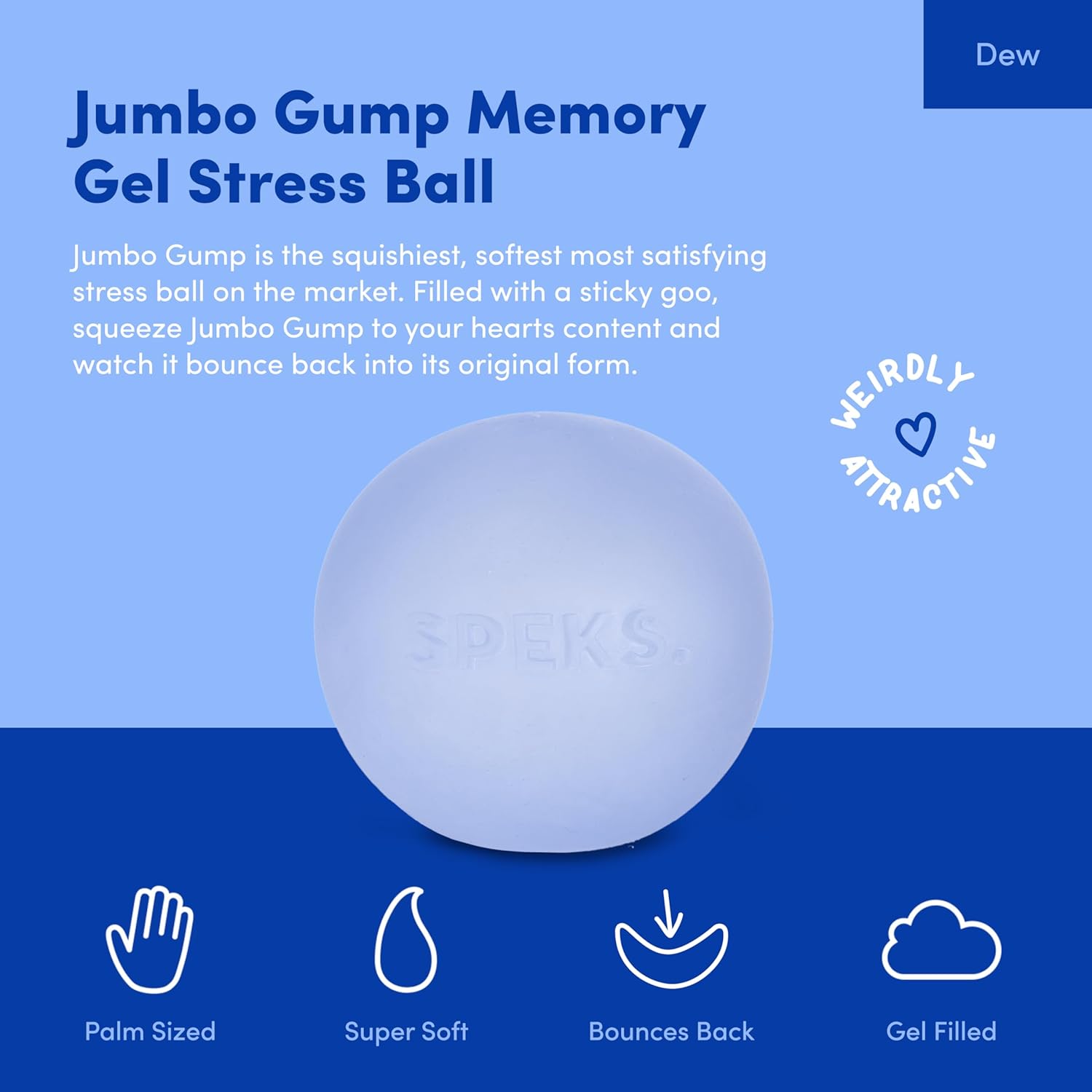 Speks Jumbo Gump Stress Balls | Ultra Soft Squishy Fidget Toy for Adults & Teens | Stress Relief & Desk Toy | Dew