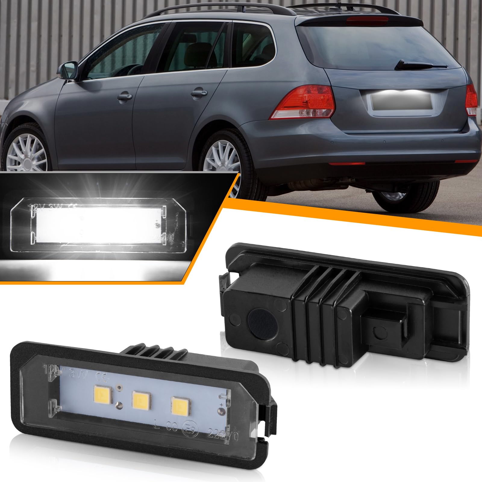 2 sztuki oświetlenia tablicy rejestracyjnej LED do VW Golf 4 5 6 7 Lupo Scirocco Polo 9N 6R Pa-ssat 3c B6 Limousine CC Phaeton NEW Beetle 2 EOS, tablica rejestracyjna z magistralą CAN, 3 SMD