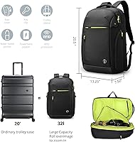 Vista 3 de Swissdigital Mochila de viaje grande de diseño JAVA para hombre, Negro/Verde, T