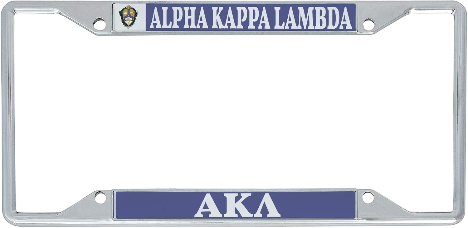 Desert Cactus Alpha Kappa Lambda Car Accessories AKL Fraternity Metal License Plate Frame and Tag Holder for Front or Rear of Car (Crest LP Frame)