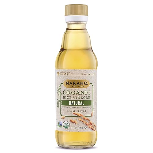 Nakano Vinagre de arroz orgánico natural, vinagre para salsa salteada, vinagreta de ensalada y adobo, vinagre de cocina para usar en recetas, 12