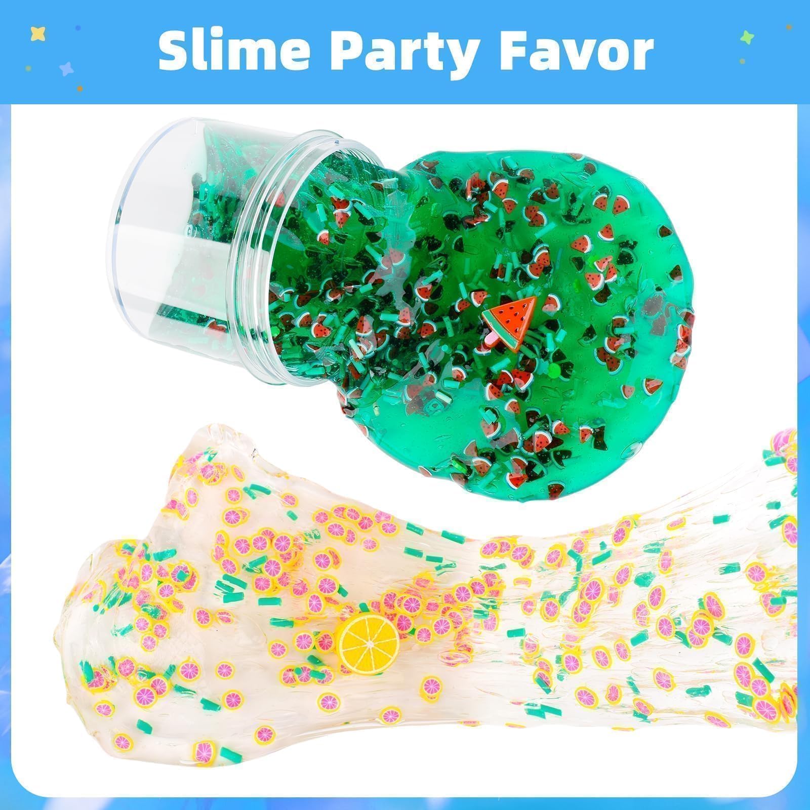 Valentine's Day Clear Slime Kit, 5 Pack Crunchy Glitter Crystal Slime Party Favor Gifts, Stress Relief Toy for Girls and Boys, Soft Non-Stick Putty Slime for Kids, DIY Birthday Glue Boba Glimmer