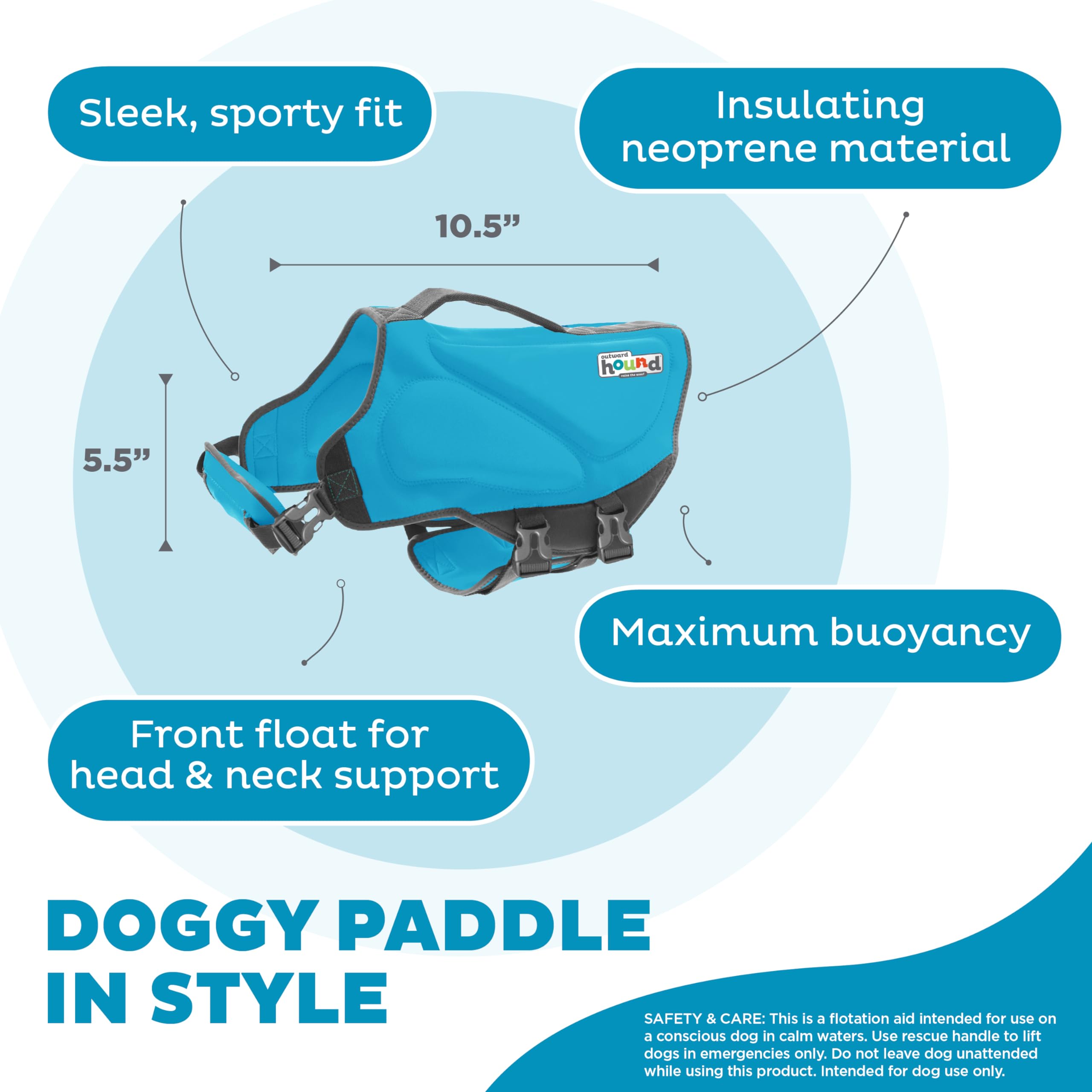 Outward Hound Dawson Swim Blue Dog Life Jacket, Small - Image 4