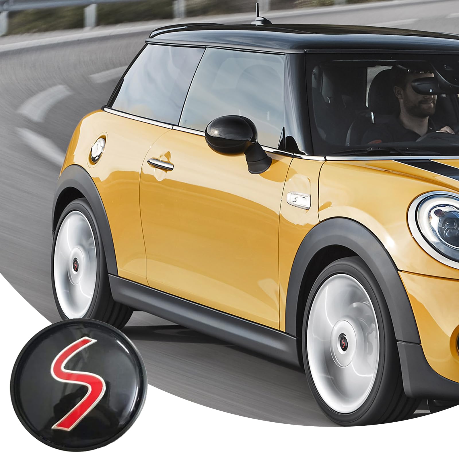 Jeu De 4 Cache-moyeux 54 Mm Pour Mini Cooper S JCW - Décoration Roue, Logo S Rouge, Compatible R53 R56 F56