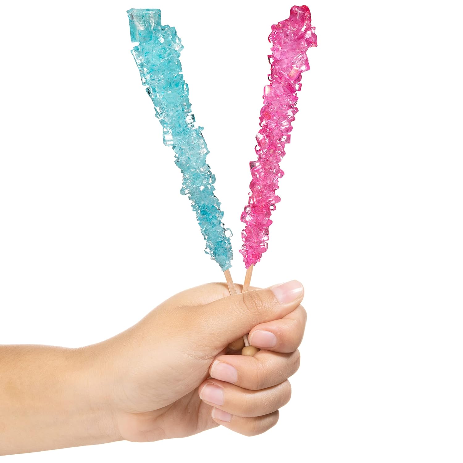 Light Blue and Light Pink Rock Candy Sugar Sticks - 36 Individually Wrapped Treats - Cotton Candy & Cherry Flavored