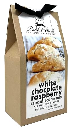 Rabbit Creek White Chocolate Raspberry Cream Scone Mix White Chocolate Scones Baking Mix, Rabbit Creek Baking Mix 11.2 Ounce