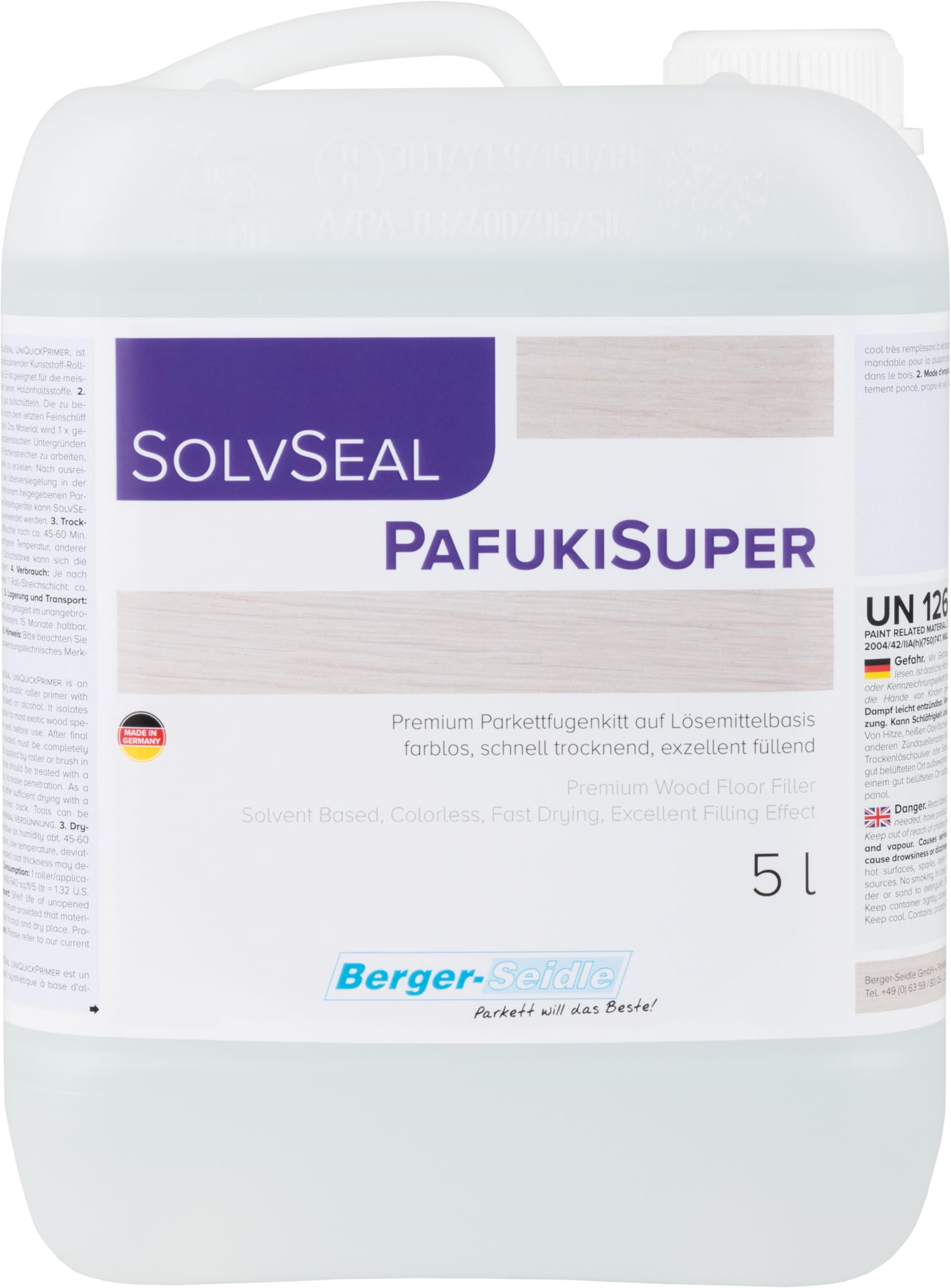 Berger de seidle pafuki Super Parquet, juntas Madera Masilla Solución, 1 5 10 L (5 l)
