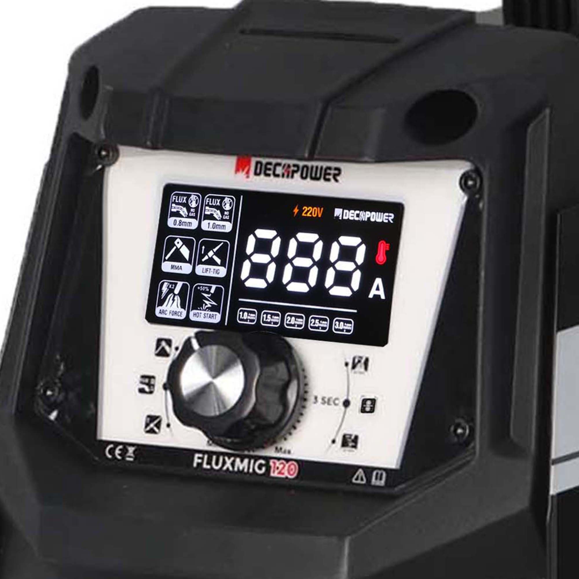 Decapower 220V Saldatrice 120A Arco Lift TIG FLUX MIG 3 in 1 senza gas FLUXMIG-120