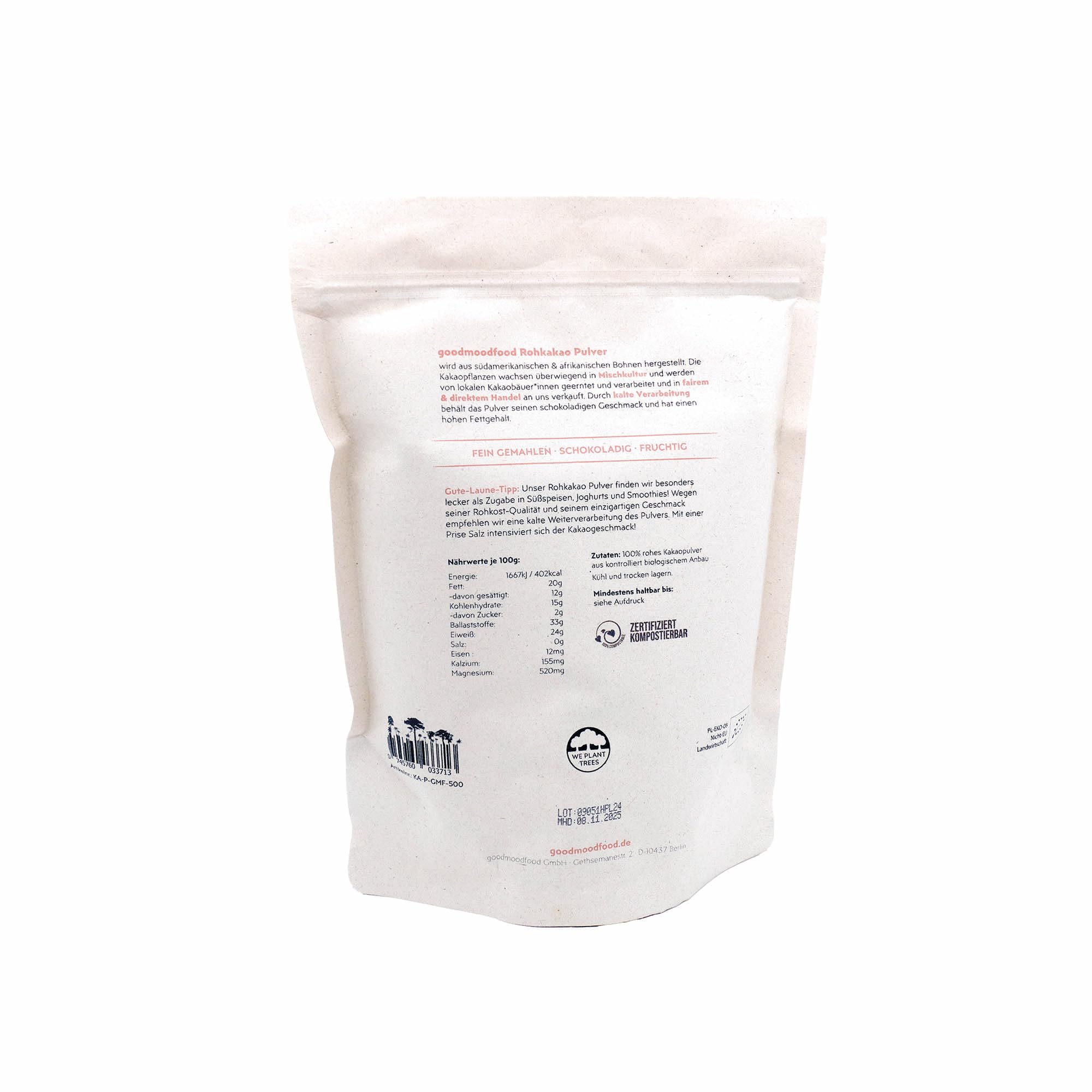 Bio Rohkakao Pulver 100% Melange 2x 500g - Vegan, vollmundig, ohne Zusätze