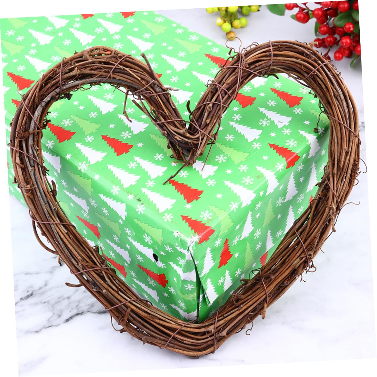 Cabilock Ghirlanda Cuore 4 Set Ghirlanda Di Cuori Acchiappasogni Natalizio Di Pino Gonne Degli Alberi Luci Decorative Decorazioni Di a Cuore Natale Brown Rattan 3 Pezzi * 4