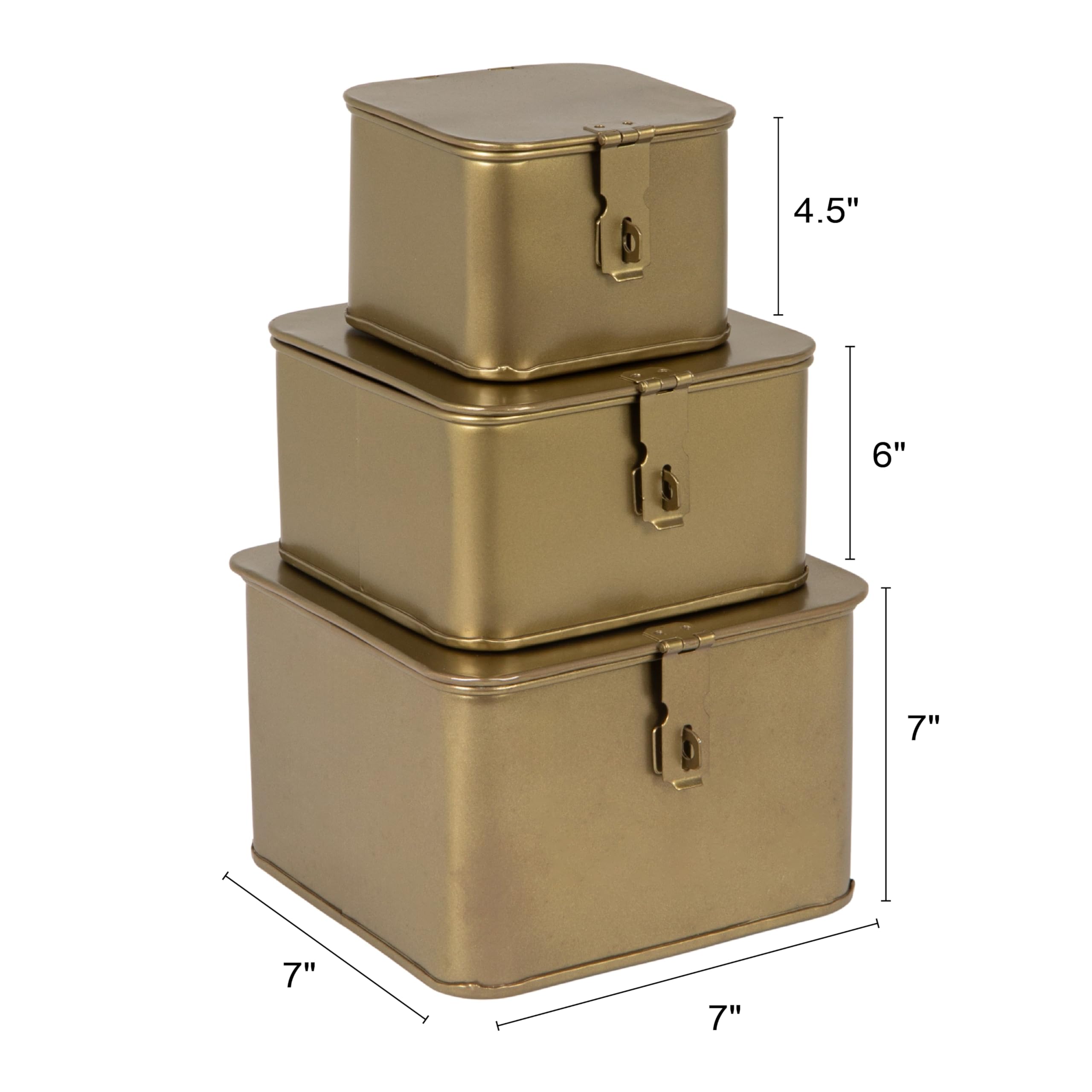 Amazon.com: Creative Co-Op Square Decorative Metal Boxes with Gold