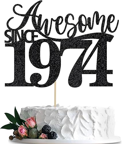 BIABISD Impresionante decoración para tartas desde 1974, decoración para tartas de cumpleaños 50, para hombres y mujeres de 50 años, hechos a mano