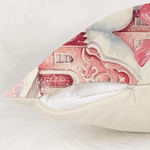 Miniatura 6 de GAGEC Juego de 2 fundas de almohada de Navidad de 18 x 18 pulgadas, color rosa de jengibre, fundas de almohada de invierno para decoración del