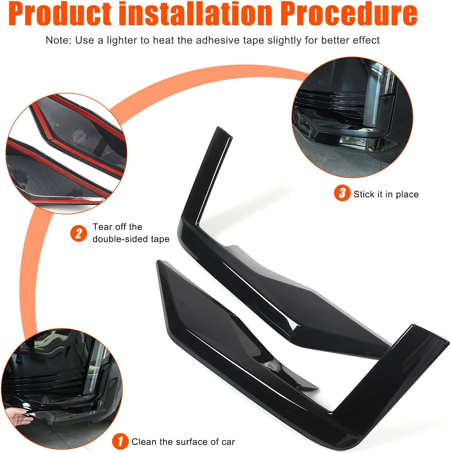 Front Bumper Bottom Corner Trim Cover Compatible with Cadillac Escalade 2021 2022 2023, Front Bumper Side Grille Cover Trim Accessorie (Gloss Black)