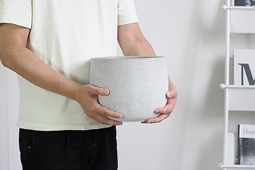 Miniatura 2 de Olly & Rose Barcelona - Maceta de cerámica grande de 9.8 in, 10 pulgadas, color gris claro, macetas para interiores y exteriores