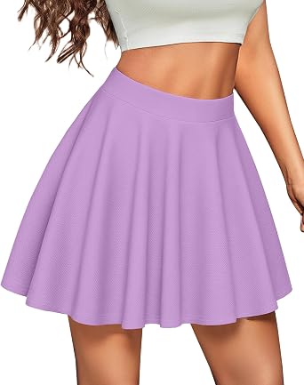CHICGAL Mini Skirts for Women Casual Flowy Pleated Skater Skirt Summer Basic High Waisted Short Skirt