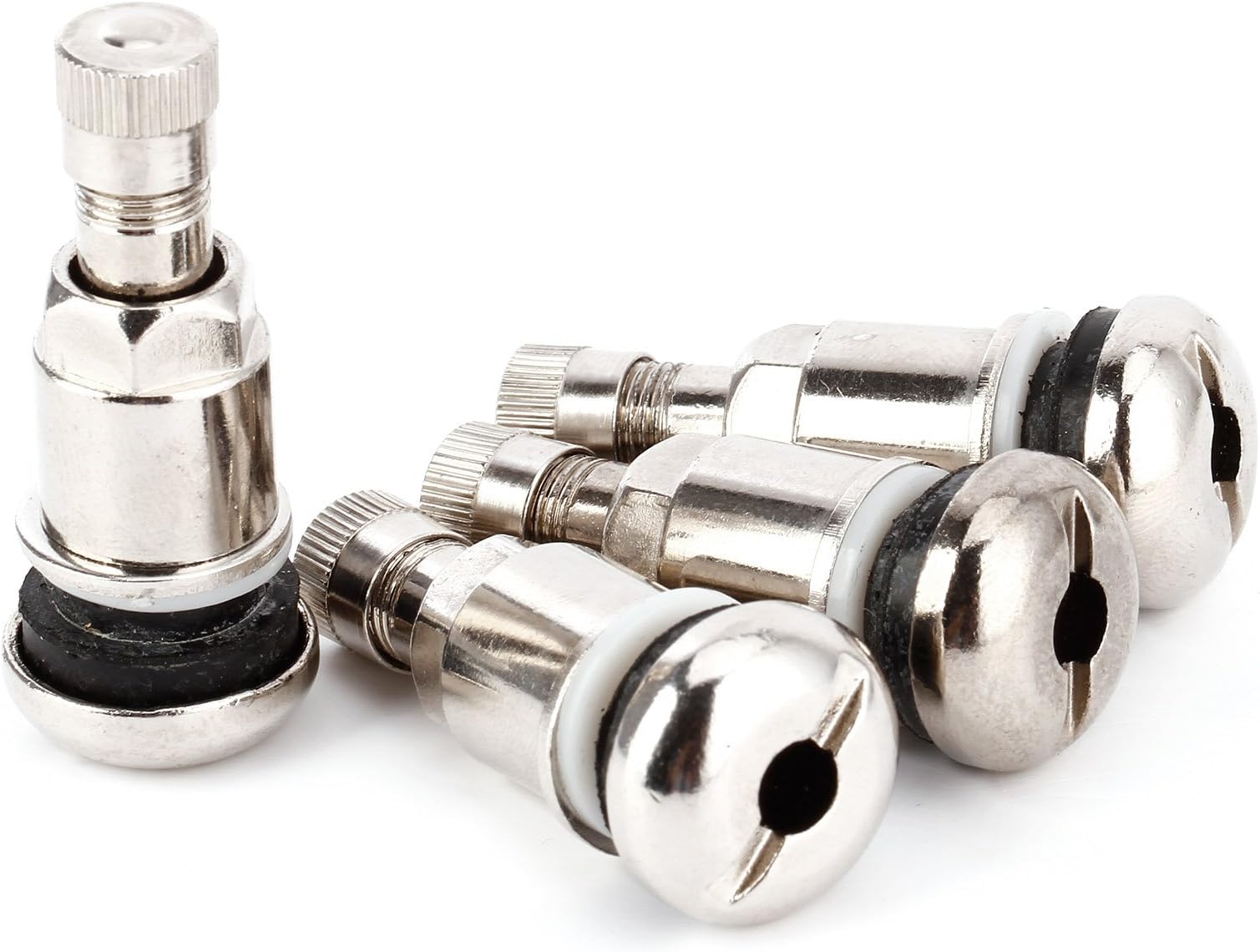 4x SILVER CHROME CONCEALED Universal Metal valves Steel valves Tyre valves Aluminium Wheel Rims Rims Valves 11.3 mm Aluminium valve Metal valve Easy New.