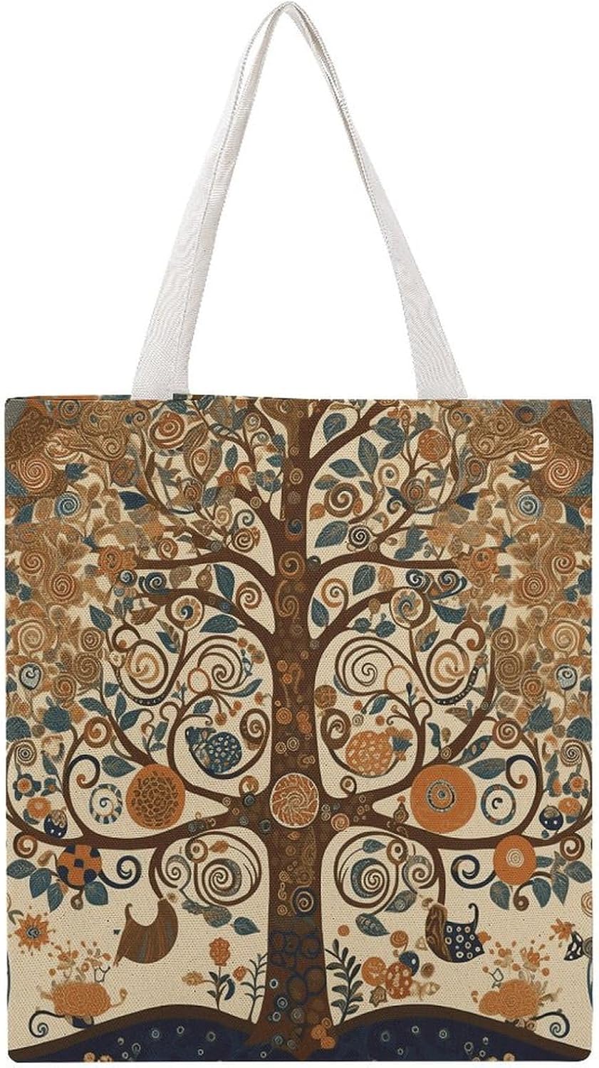 Tree of Life Canvas Tote Bag Reusable Grocery Bags Foldable Soft Cotton Shoulder Carry Bag