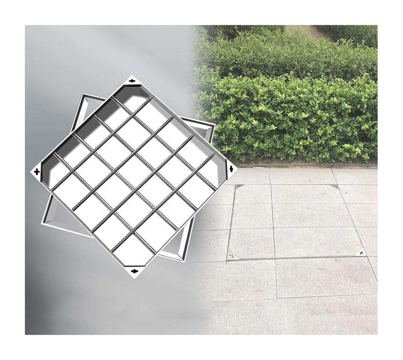 Couvercle de regard 50x50 extérieur en inox robuste pour trappe de jardin