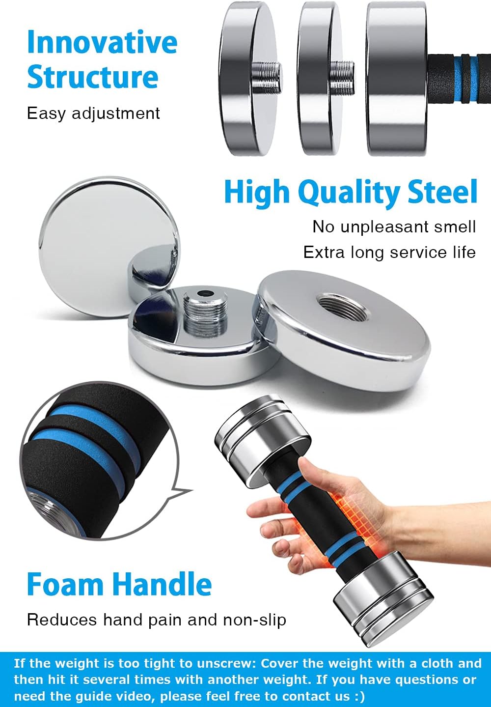 Northdeer Steel Dumbbells Ultracompact & Adjustable Chrome Dumbbell with Foam Handles 5lb 10lb 15lb 20lb 30lb 50lb Home Gym Workout : Sports & Outdoors