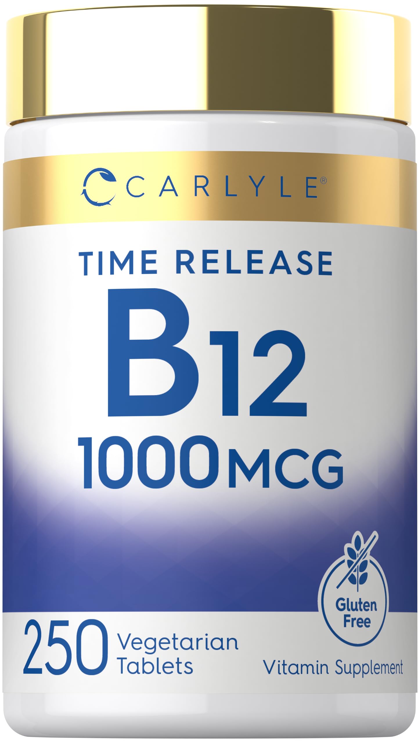 Carlyle B12 Vitamin 1000 mcg | 250 Count | Time Release Tablets 250 Count (Pack of 1)
