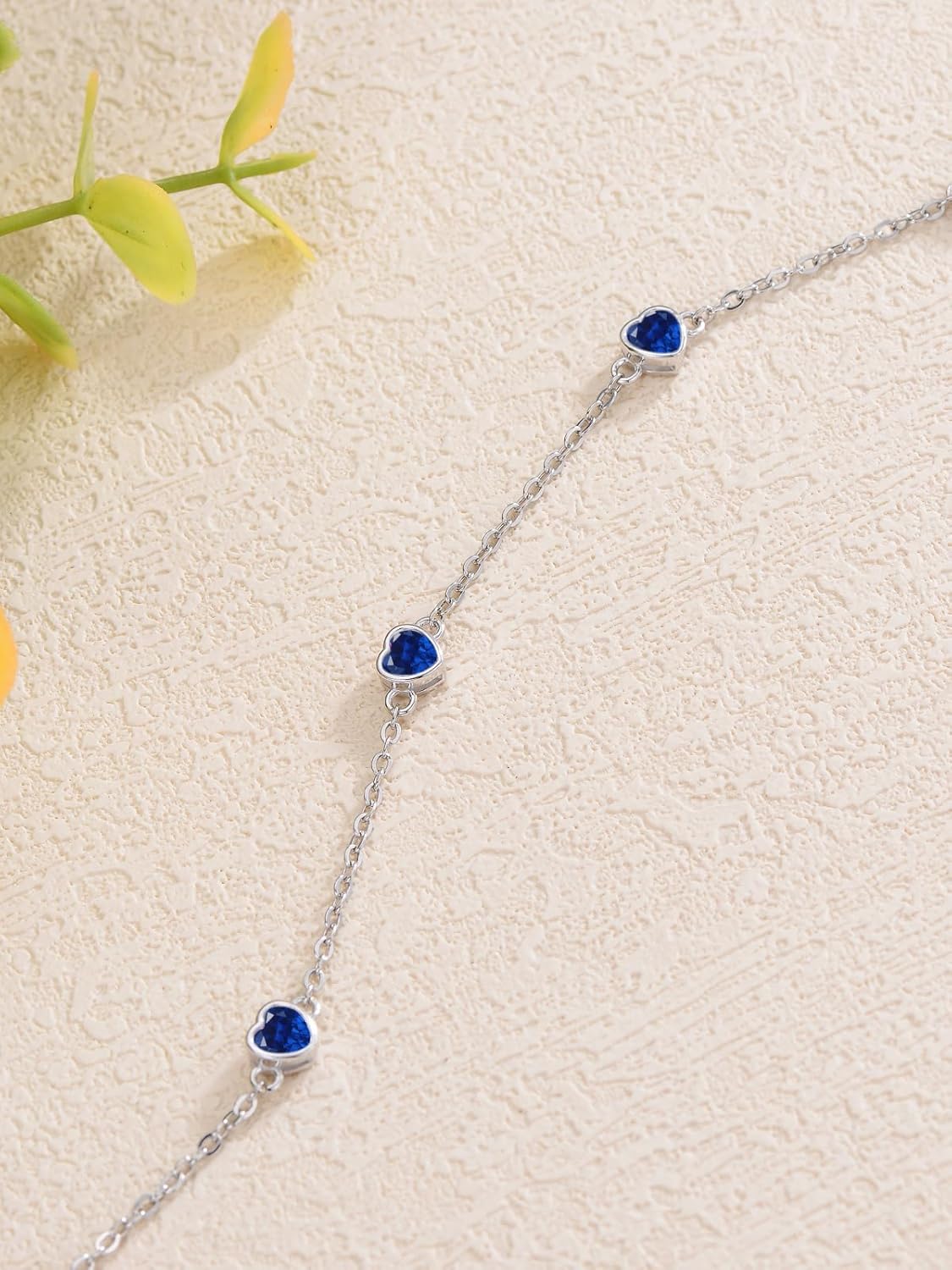 Dorunmo Heart Birthstone Bracelets 925 Sterling Silver Round Birthstone Anklet for Women Birthday Jewelry Gifts for Girlfriend Wife Mother Her - Image 7