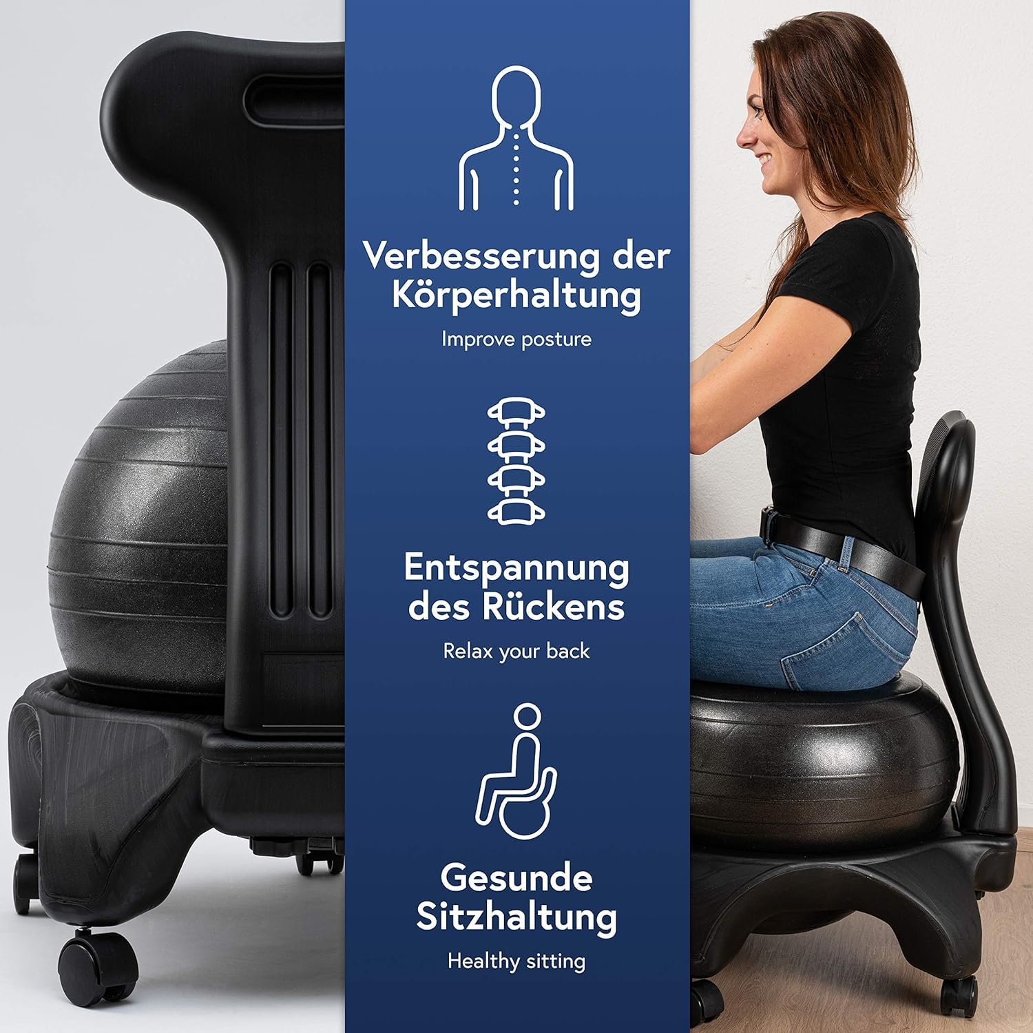 Bestmann Ball Chair I Balance Chair with Wheels