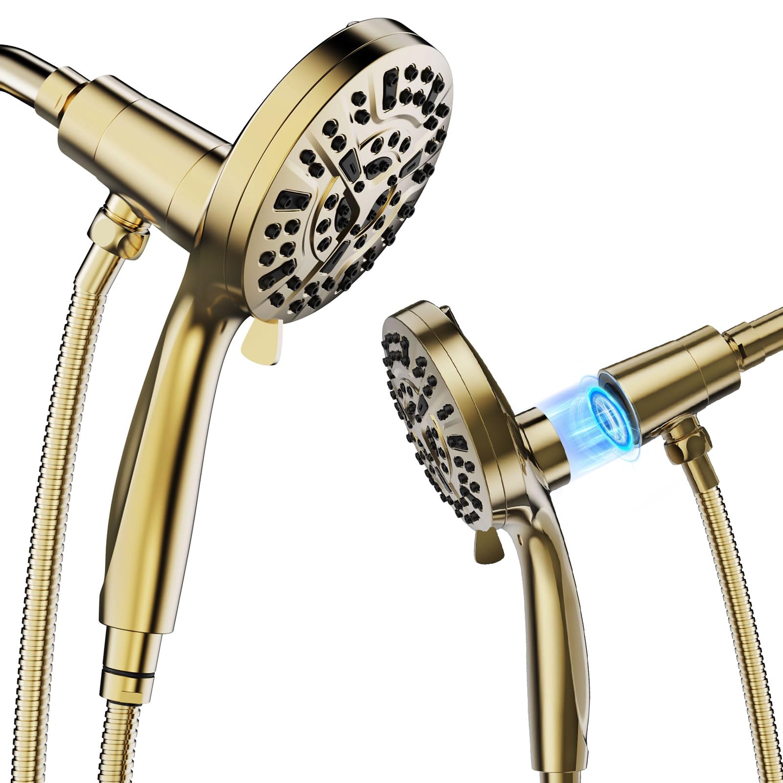 High Pressure 10 Ways Handheld Shower Head Brushed Gold