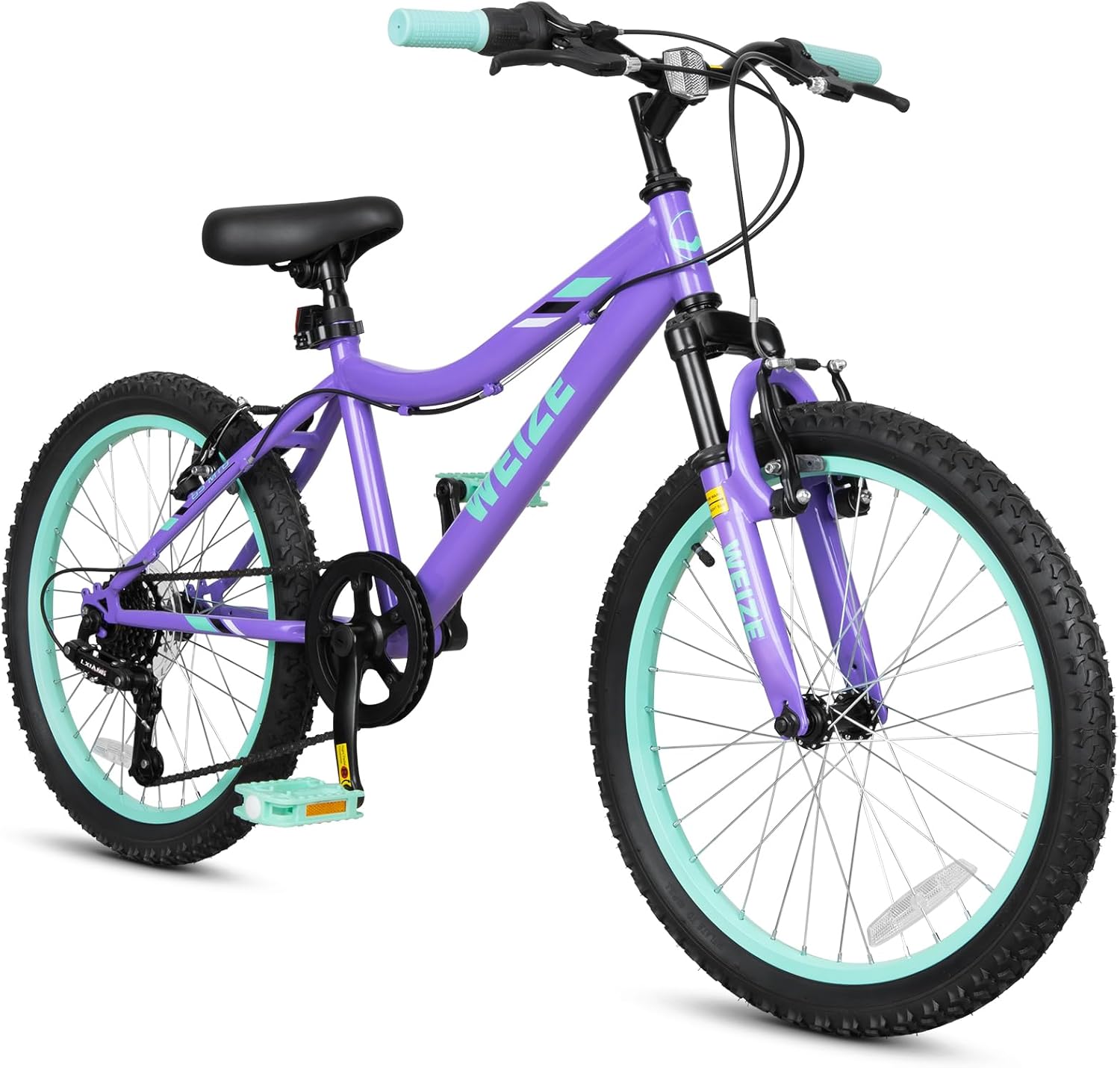 WEIZE 20" & 24" Girls Mountain Bike - 6-Speed Kids Bike Ages 6-14, Front Suspension, Adjustable Seat, Durable Steel Frame