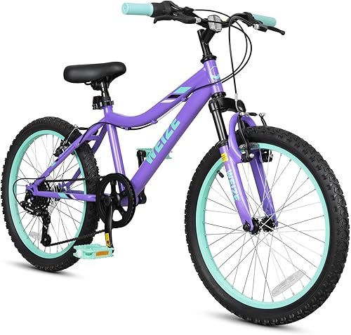 WEIZE Bicicleta de montaña para niños de 20 y 24 pulgadas, bicicleta para niños de 6 a 14 años, bicicleta infantil de 6 velocidades con horquilla de