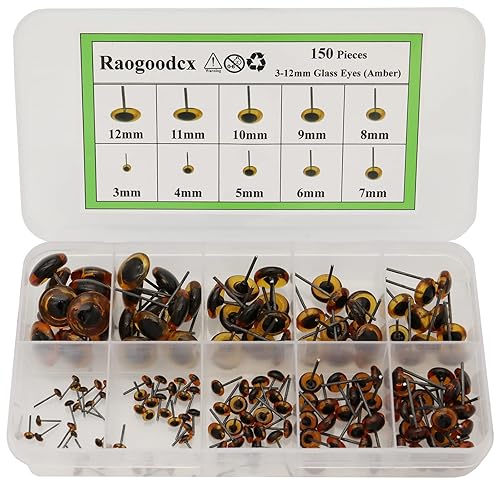 150 piezas de aguja de fieltro ojos mini vidrio ámbar ojos kits para muñecos de peluche muñecas fieltro de lana manualidades