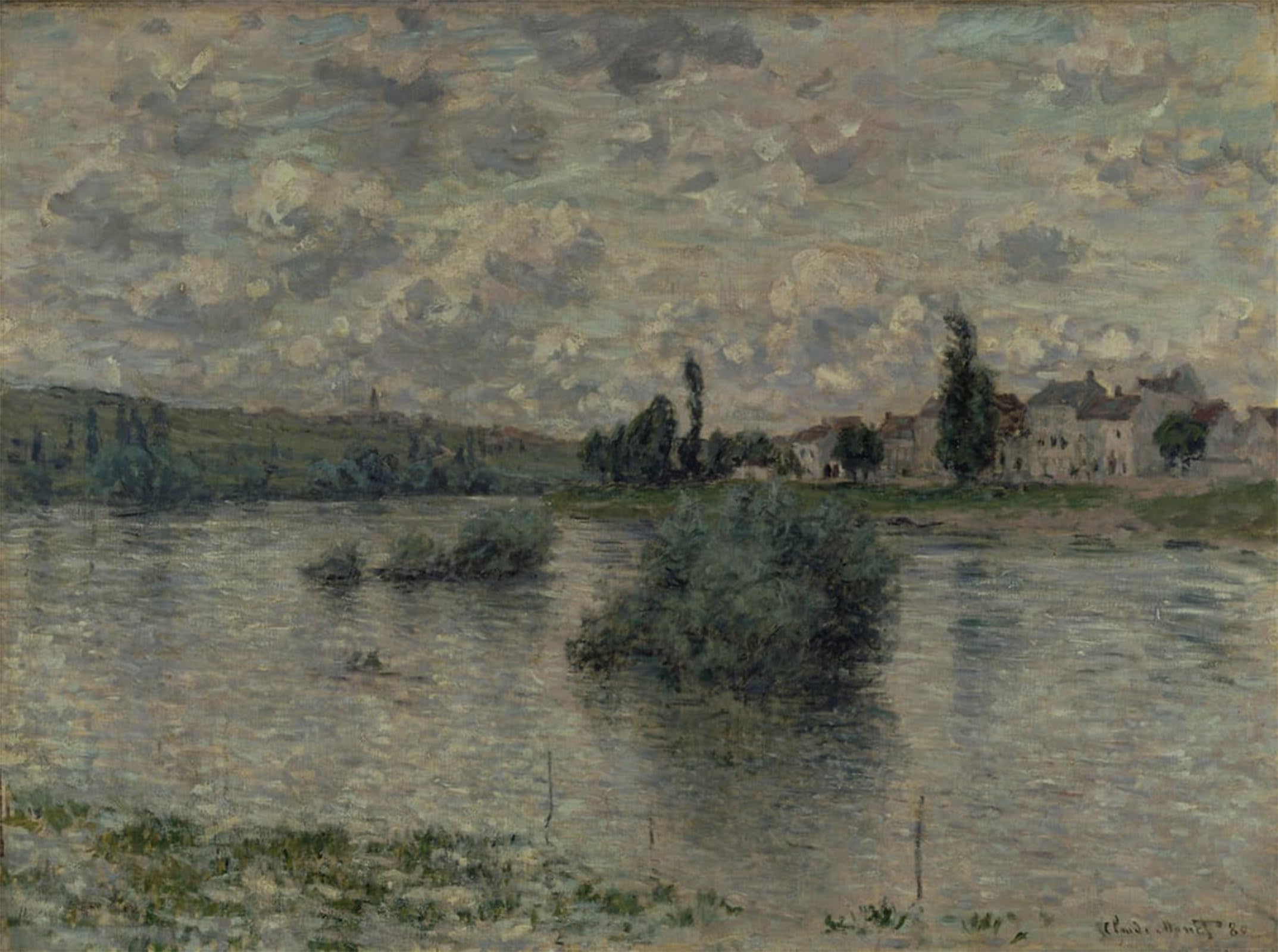POSTERIIk Vintage Classic Picture Landscape Artwork View of the Seine Lavacourt by Claude Monet Portrait Canvas Painting for Office Home Decor 60x90cm