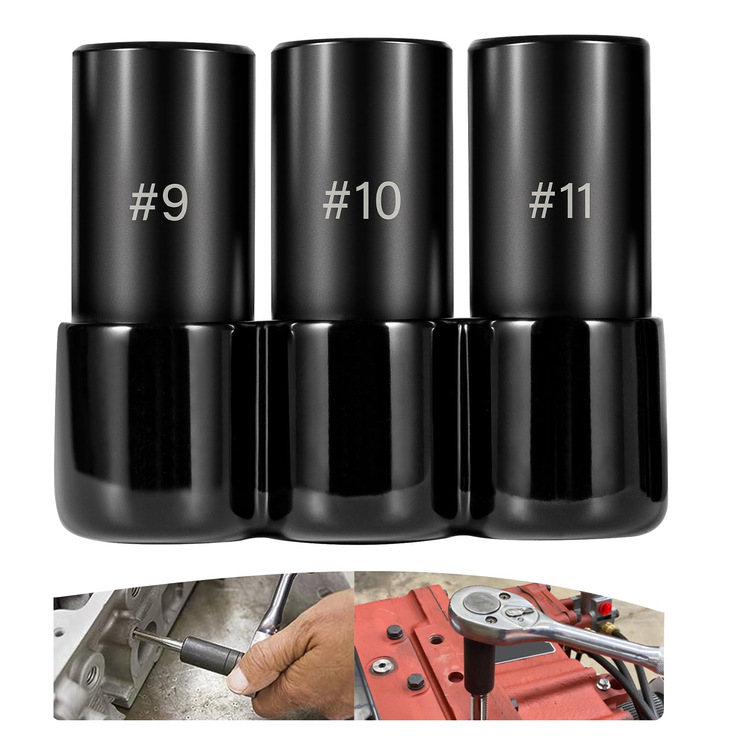 Ussuray 70940 3-Piece Tap Socket Set, 5/8" 11/16" 3/4" #9#10#11