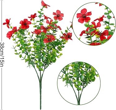 LOMOHOO 24 Bundles Artificial Flowers Outdoor UV Resistant Fake Flowers