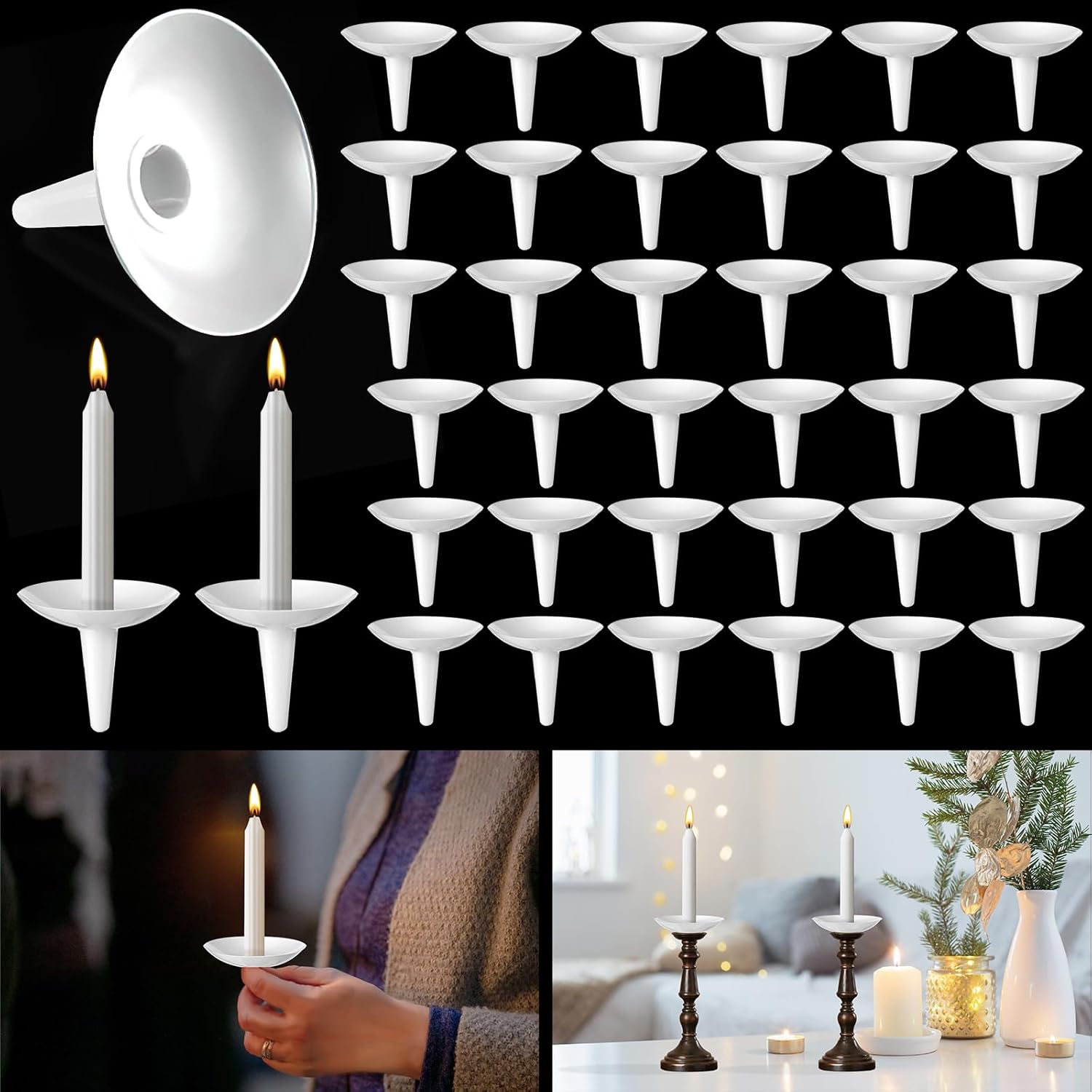 100 Pcs Candle Drip Protectors, Reusable Plastic Candle