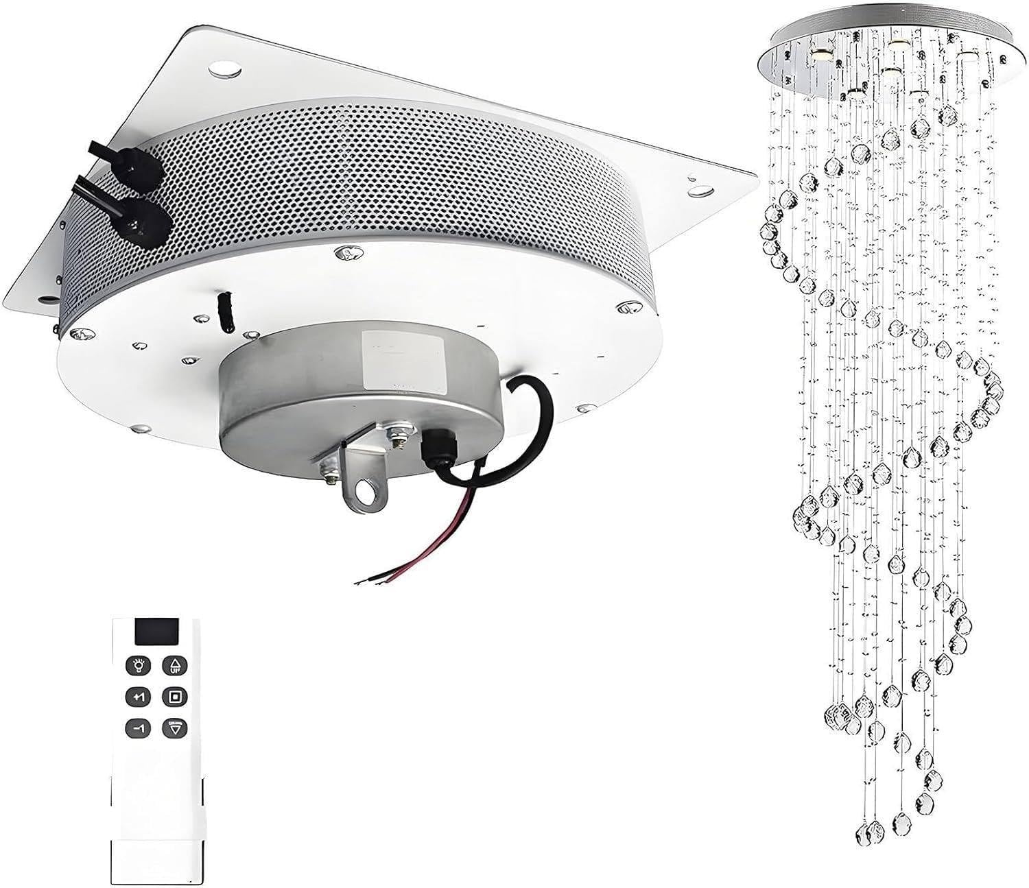 ByBoDi Electric Motor Lamps Lifter,20-250KG Electric Chandelier Hoist, 2 in 1 Chandelier Hoist Lift Setup w/Remote & Wall Switch for Lamp Cleaning 230kg