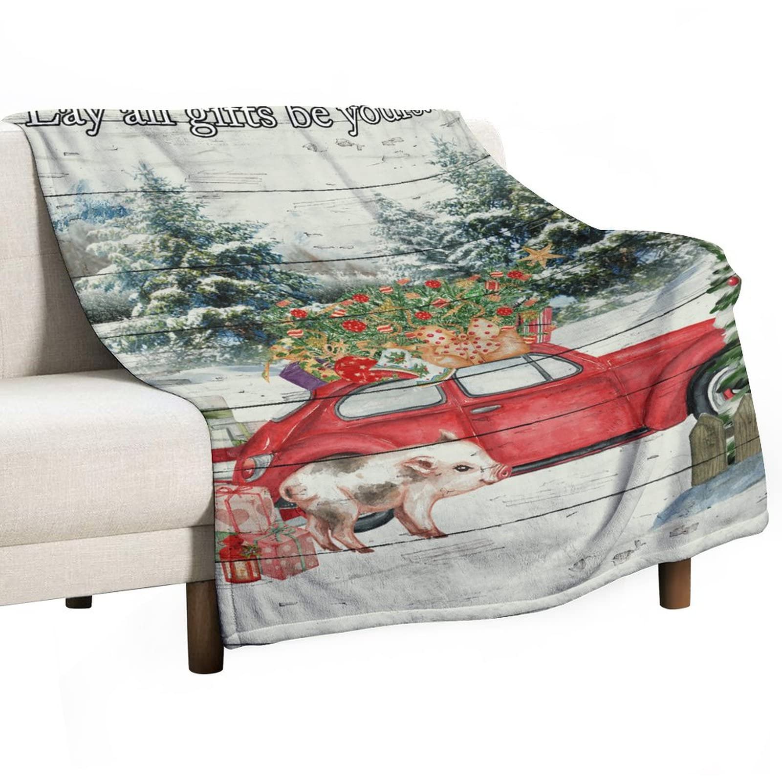 Couverture flanelle double face Merry Christmas - Plaid de Noël chaud 130x150 cm