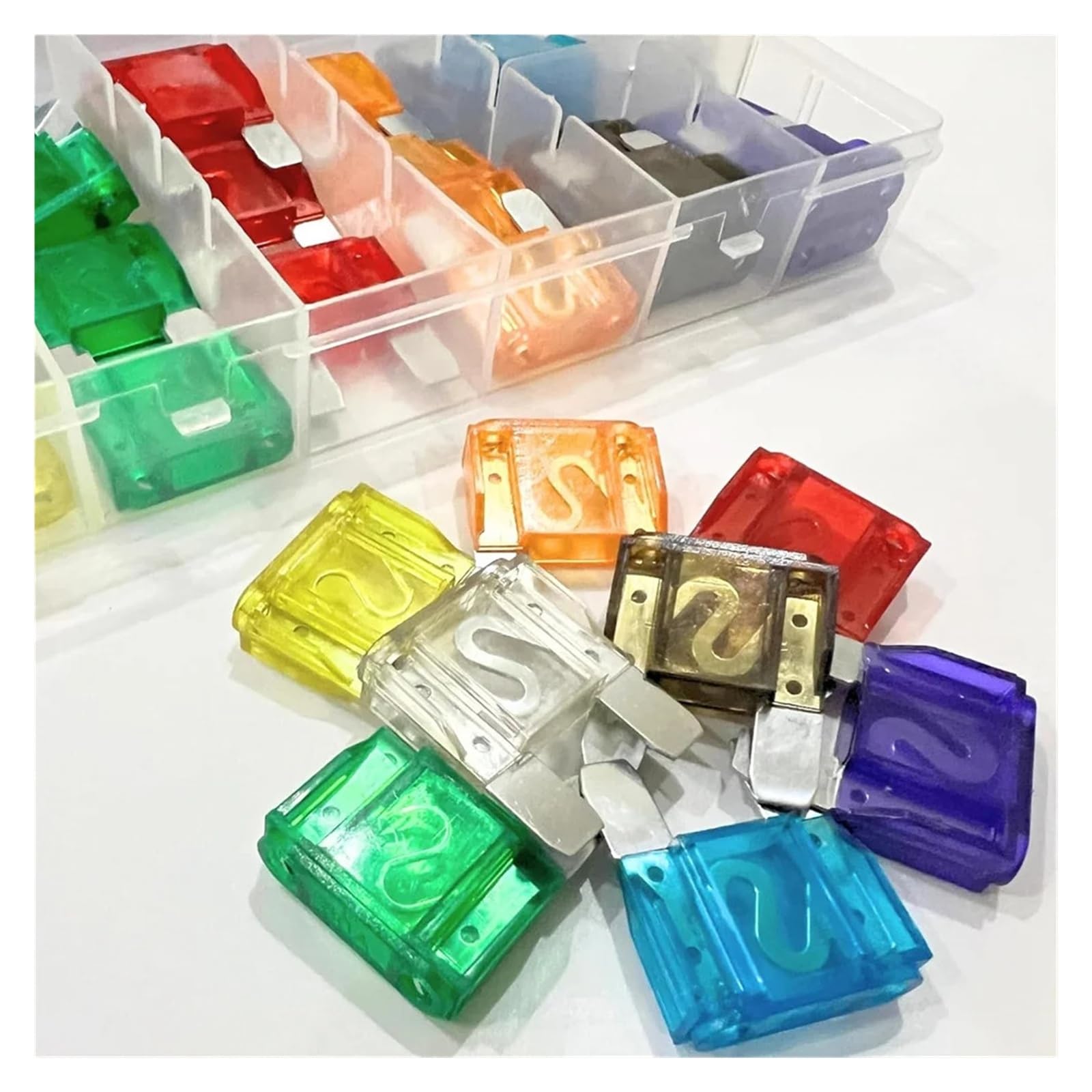 Kit surtido de 36 fusibles de cuchilla grandes de 20 A, 30 A, 40 A, 50 A, 60 A, 70 A, 80 A, 100 A y 32 V for motocicletas, barcos y camiones.