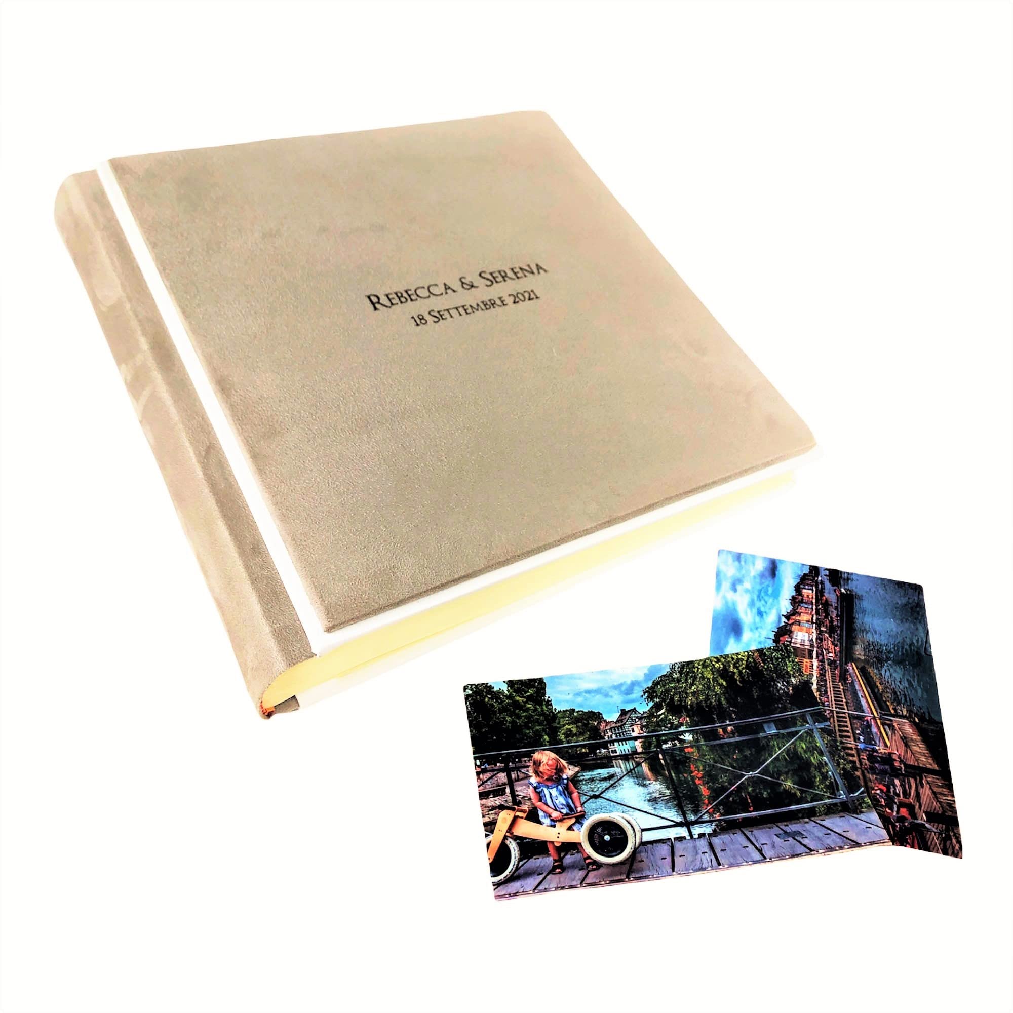 TriVin Art, Album Photo En Simili Cuir, Avec Panneau Fin Effet Alcantara Différentes Couleurs, Personnalisable Avec Gravure. Idéal Pour Tout