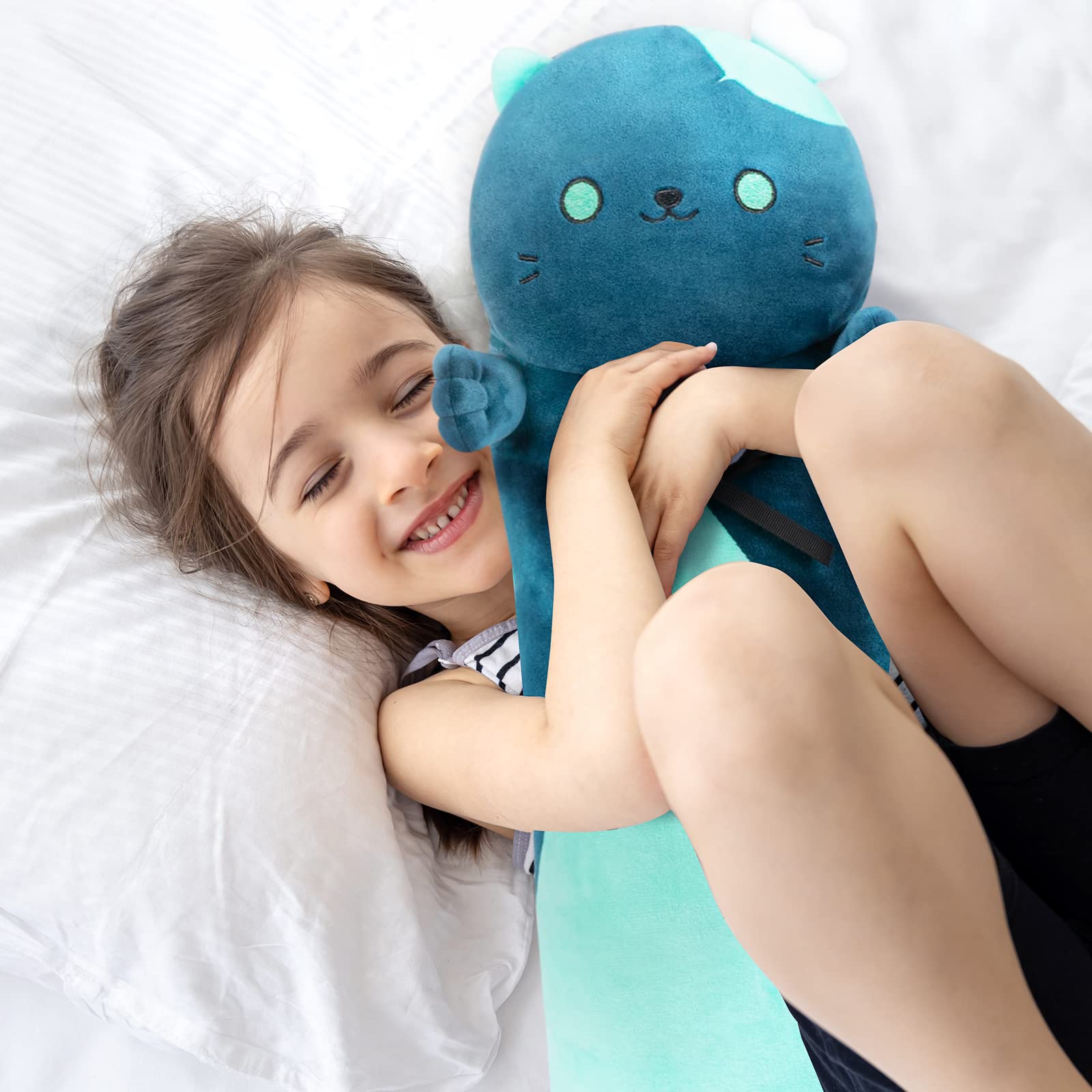 Mewaii 70CM Peluche Cuscino Lungo Gatto per Bambina Cuscino di Peluche Kawaii Giocattoli Abbraccio Morbido Cuscino Cuscino Giocattolo Regalo per Ragazza