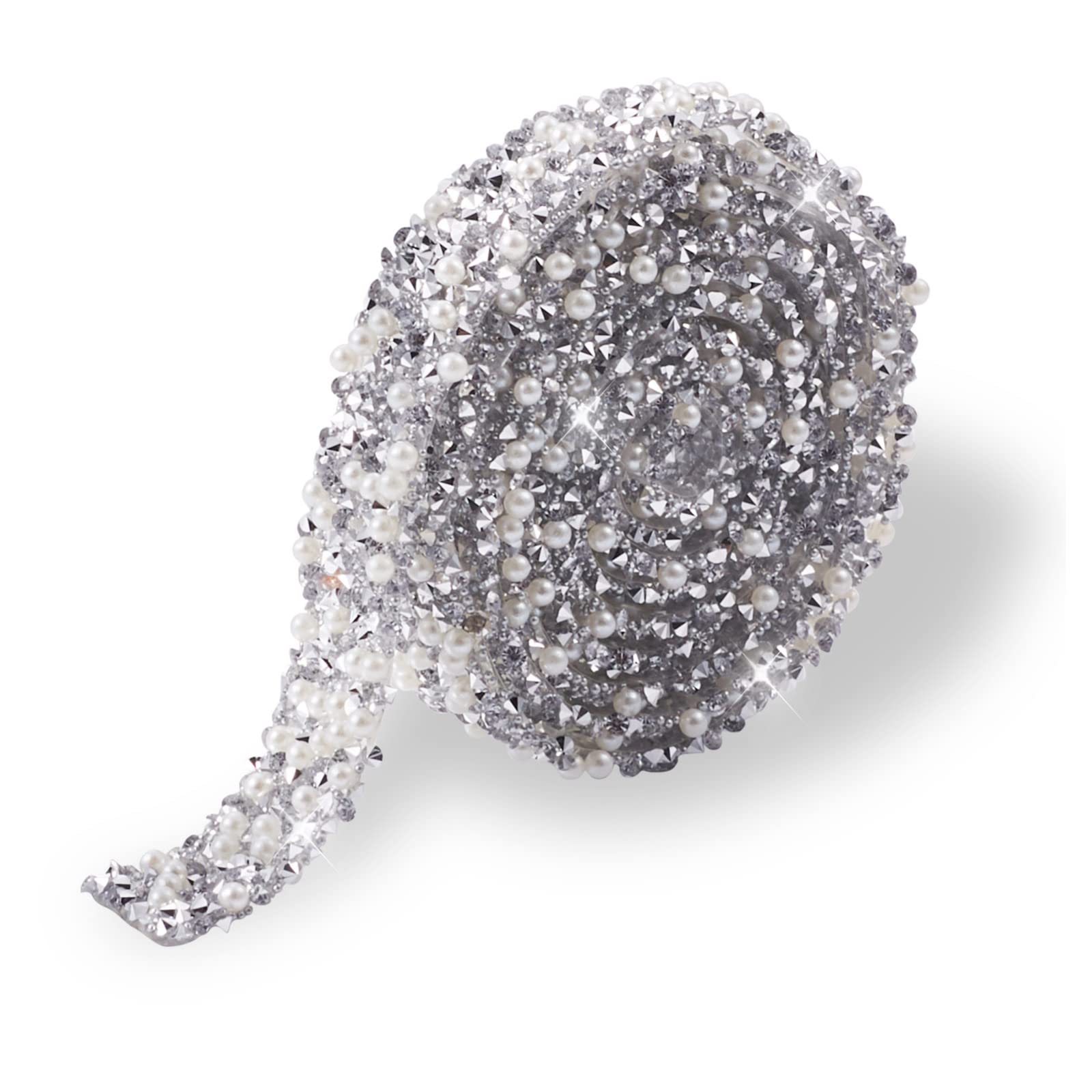 Pandahall Nastro autoadesivo con perle di cristallo, 30 mm, con perline di cristallo, nastro adesivo con strass, per eventi fai da te, scarpe, telefono, auto, borse, decorazioni (colore conchiglia