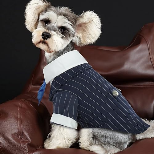 Miniatura 8 de DENTRUN Elegante traje de pajarita para perro disfraz de esmoquin para cachorros boda Halloween cumpleaños cosplay ropa formal para mascotas para