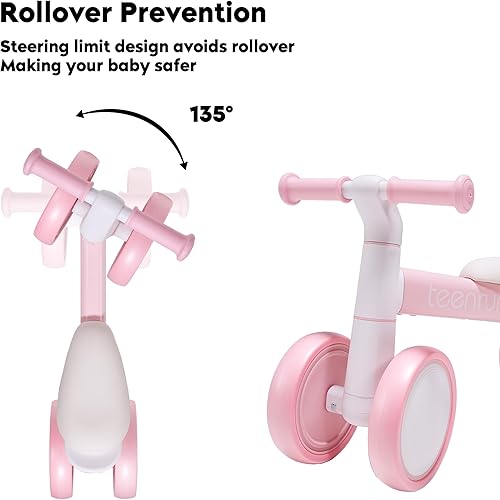 Miniatura 5 de TEENRUN Bicicleta de equilibrio para bebé con 4 ruedas, perfecta para niños de 12 a 36 meses, regalo ideal para el primer cumpleaños para niños y