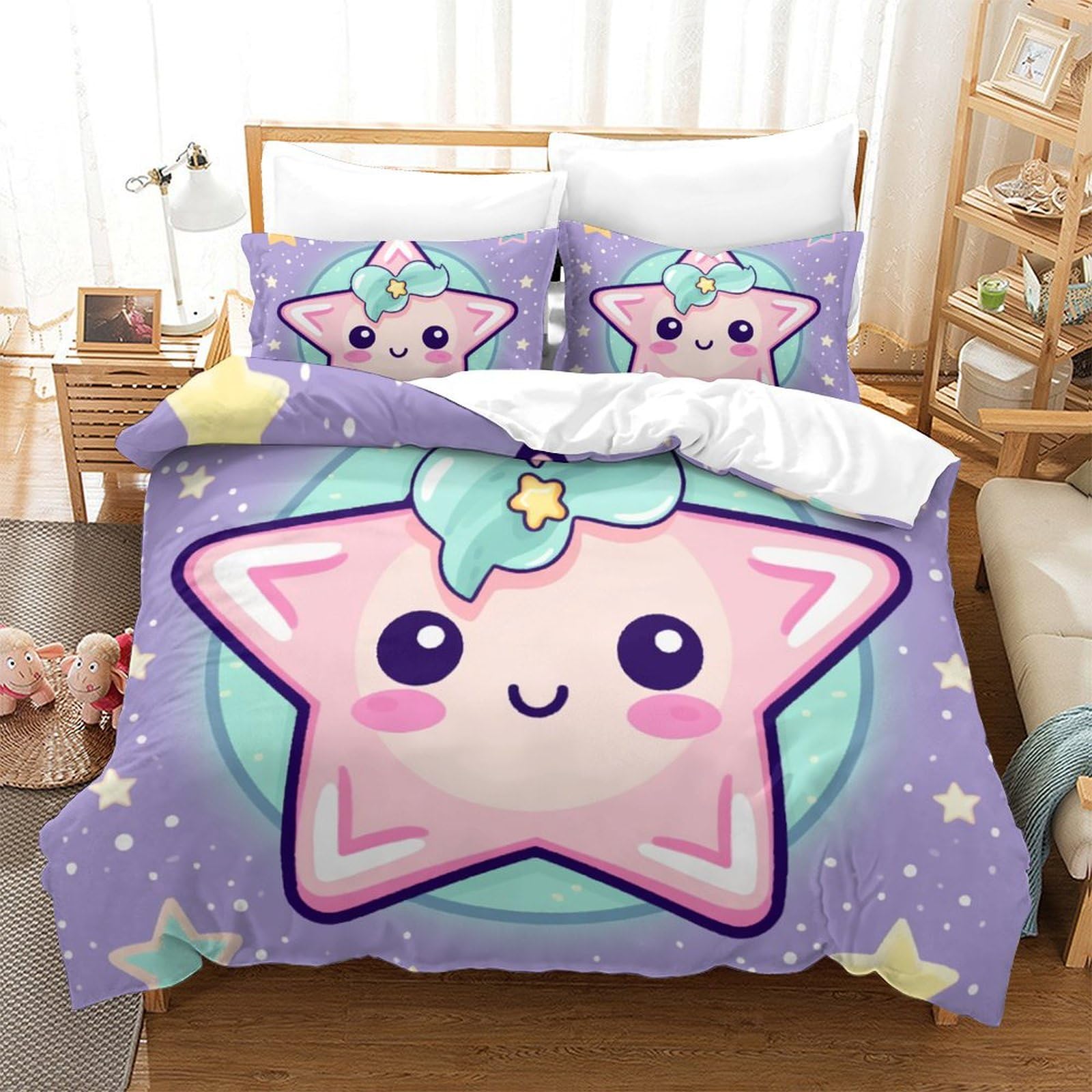 Housse de couette 260x220 cm microfibre imprimée avec fermeture éclair