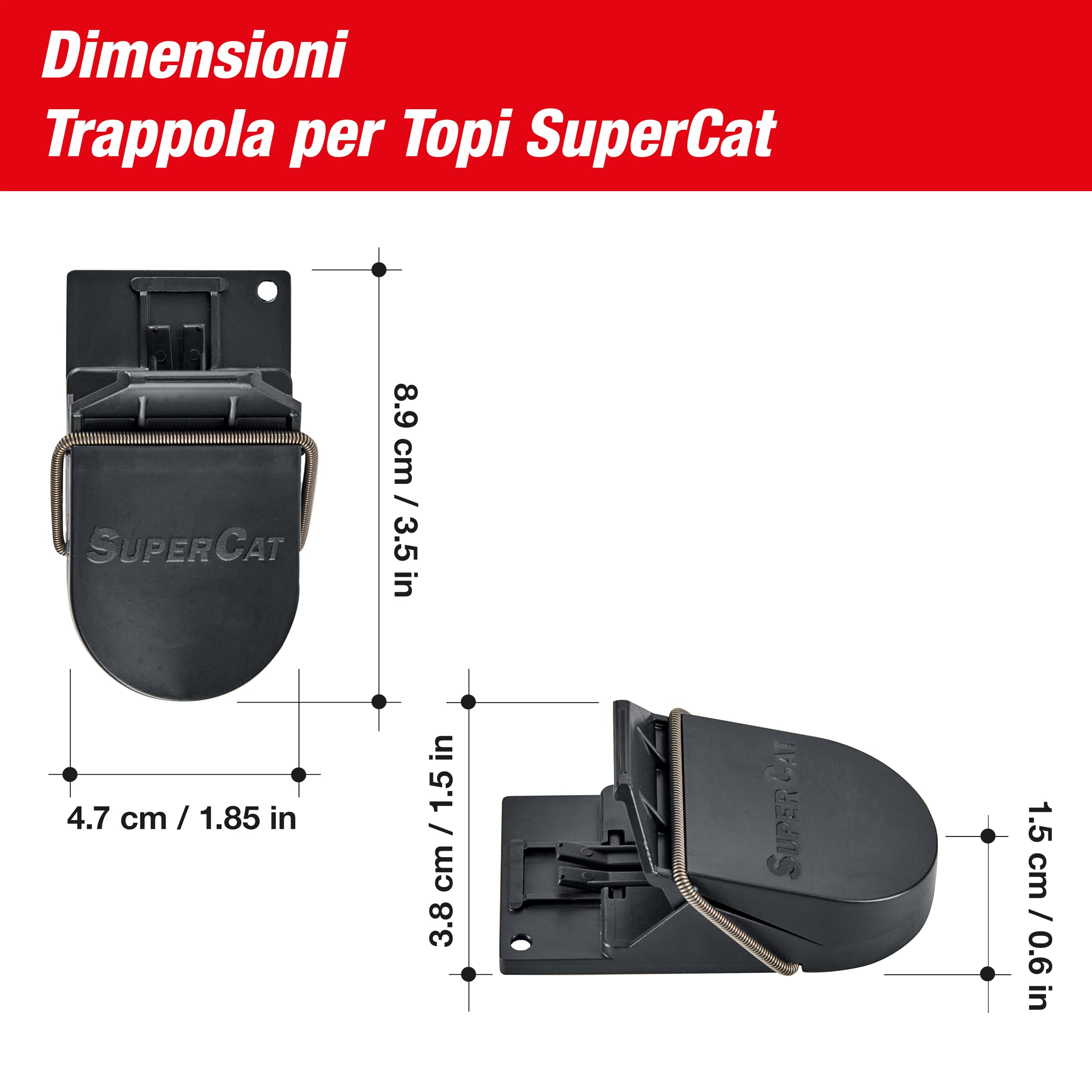 SWISSINNO Trappola per Topi SuperCat: Efficiente e Riutilizzabile con esca alimentare atossica. Pronta all'Uso interno e esterno. Sicura per bambini e animali domestici. Made in Europa: 8 trappole