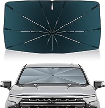 Autorder Windshield Sun Shade Umbrella for 2019-2026 Chevrolet Silverado/GMC Sierra Accessories,Upgraded Ice Crystal Material,Easy Setup Umbrella Sunshade for Car Windshield,100% Sun Blocking