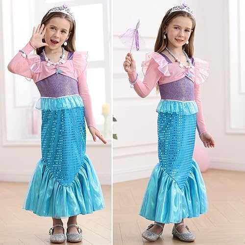 Miniatura 3 de Disfraz de princesa de sirena para niñas pequeñas, vestido de fiesta para niños pequeños, vestido de Halloween