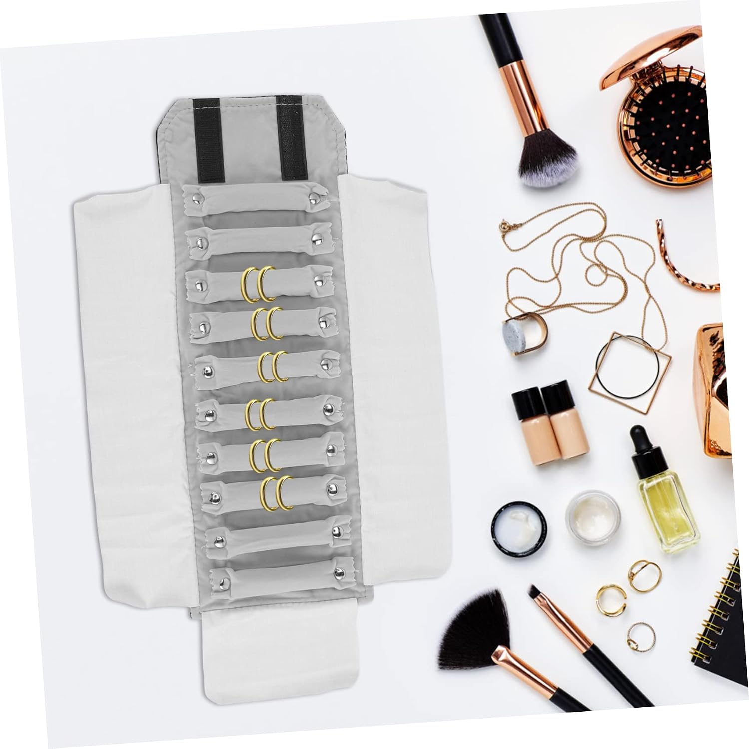 Travel Jewelry Organizer Roll Bag Jewelry Storage Case for Rings Necklaces Bracelets Pouch for Travel and Home Use