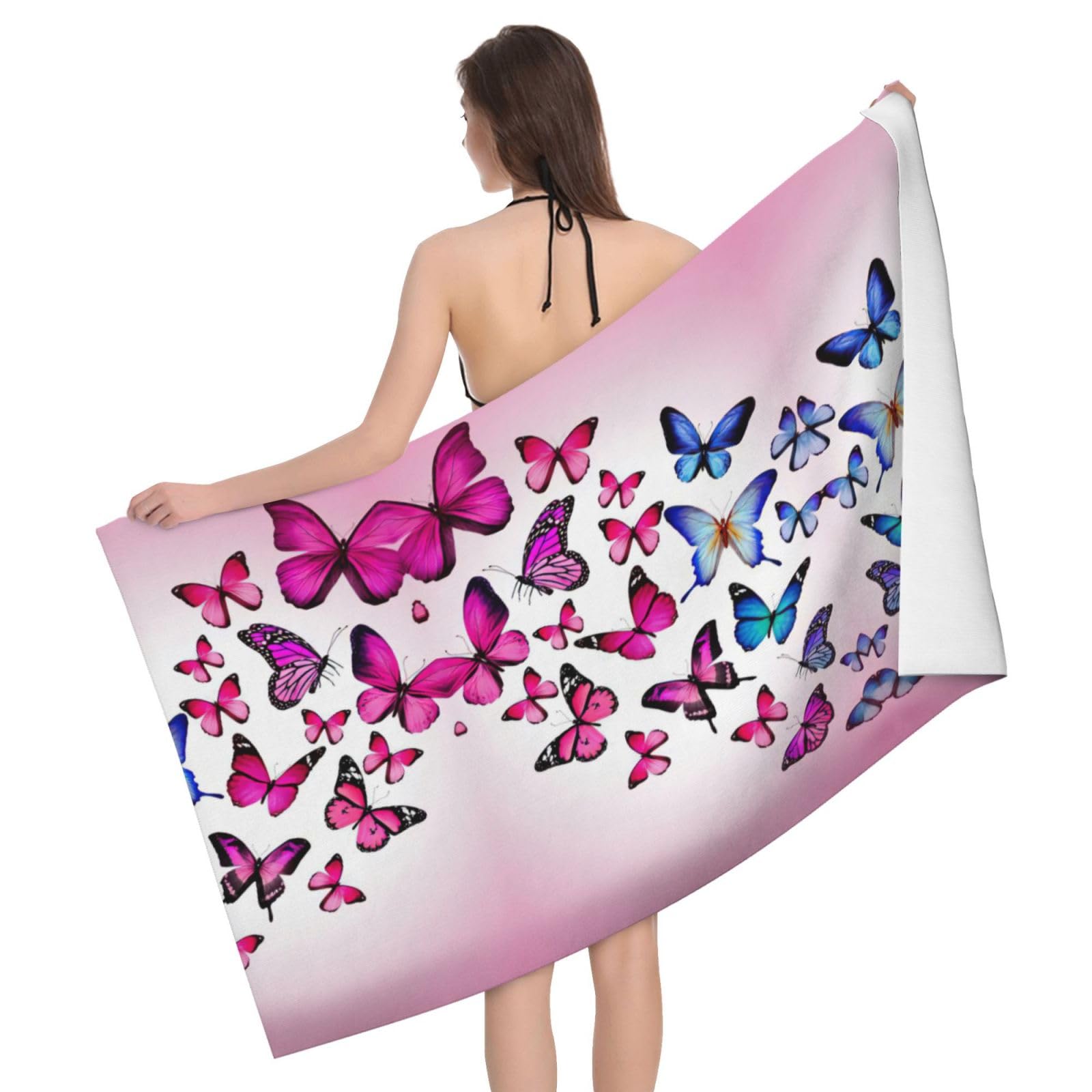 Serviette de bain microfibre drap douche séchage rapide imprimé papillon
