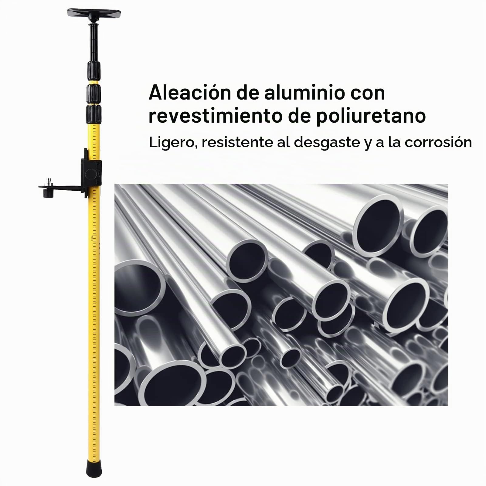 Varilla Telescópica de Nivel Láser de 2,8 M - Soporte Ajustable para Láseres Rotativos y de Línea